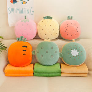 Grosir bantal sofa buah boneka lucu multifungsi lembut 3 in 1 selimut bantal sofa - Product Image 1