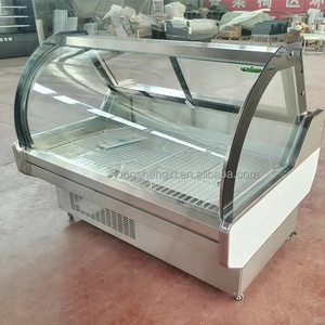 1.5m kính cong nhiệt độ đơn LED siêu thị thịt tươi trưng bày tủ lạnh Cửa hàng bán thịt trưng bày - Product Image 2