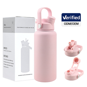 Bouteilles d'eau isothermes en acier inoxydable à double paroi de 32 oz <span class=keywords><strong>avec</strong></span> couvercle à paille, personnalisables <span class=keywords><strong>avec</strong></span> logo, pour la gym et le sport - Product Image 1