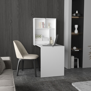 Kaplar 33 In X 23 In <b>Folding</b> Table With Four Shelves Floating <b>Desk</b> Retractable Ironing Table - Product Image 1