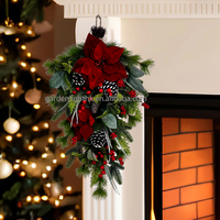 Guirlande en plastique écologique en forme de larme verte Décorations de Noël Porte d'entrée Mur Fêtes Guirlandes suspendues