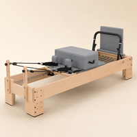 FLOWA Maple High Pilates Reformer 87kg con sistema de torre de altura ajustable, respaldo de silla plegable y 6 muelles para estudio