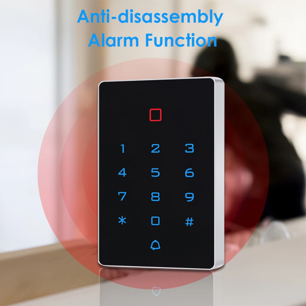 Waterproof WiFi Tuya App Backlight Touch 125khz RFID Card WG 26 Output Anti-disassembly Alarm Door Access Control Keypad