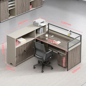 MFC MDF Cubic Office Table Partition Custom L-Shape <strong>Corner</strong> Wood <strong>Workstation</strong> with File Cabinet - Product Image 5
