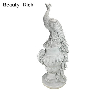 Staverden Castello Del <span class=keywords><strong>Pavone</strong></span> su un Urna Giardino Statua, 86.5 centimetri, Polyresin, Antico di Pietra - Product Image 1
