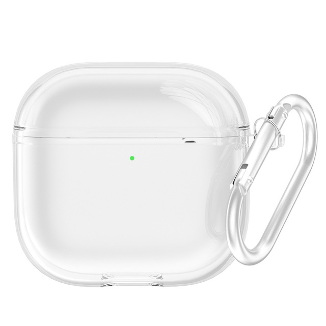 Luxury Shockproof Transparent TPU With Hook Protective Cover Earphone Case for Airpods 4 4nd Generation 2024