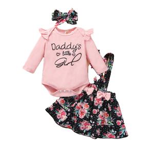 Ropa de Moda para Niños, Conjuntos de Falda Lateral y Romper de Algodón para Bebés Niñas con Estampado Floral de China - Product Image 1