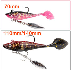 60mm 110mm 140mm Cuillères à appâts souples 5 couleurs PVC Matériel Crappie <span class=keywords><strong>Leurre</strong></span> de pêche en plastique souple T Tail Jig Head <span class=keywords><strong>Leurre</strong></span> souple - Product Image 3