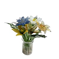 Figurines de fleurs en verre soufflé à la main, mini ornement floral en verre, sculpture florale décorative en verre, cadeau, décoration de bureau à domicile