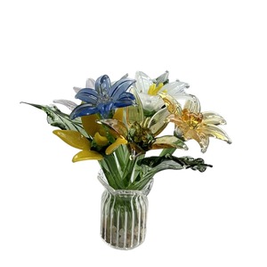 Figurines de fleurs en verre soufflé à la main, mini ornement floral en verre, sculpture florale décorative en verre, cadeau, décoration de bureau à domicile - Product Image 6