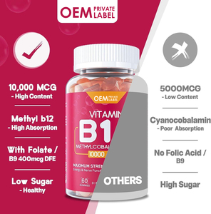 Oem ויטמין b12 gummies להגביר אנרגיה תפקוד העצבים ממתקים לשפר פוקוס תומך אנרגיה & תאים אדומים ייצור חילוף חומרים - Product Image 5