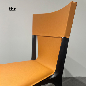 Customizable Orange Upholstered <b>Dining</b> <b>Chair</b> Black Wood Frame Leisure <b>Chair</b> Wholesale for Home Commercial Use - Product Image 2