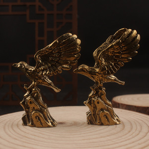 Pure Brass Eagle Sculpture 2Pcs Handmade Traditional Tabletop Ornament For Desk Decor - Product Image 1
