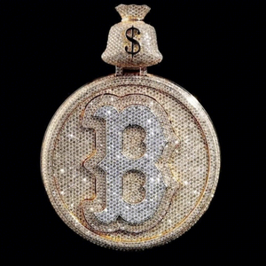 Pendentif de luxe pour homme en argent sterling plaqué or, avec logo personnalisé lettre B, motif sac d'argent hip-hop, serti de moissanite, bicolore - Product Image 1