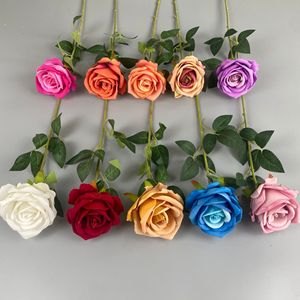 Artificial Velvet Rose <b>Single</b> Stem High Simulation Decorative <b>Flower</b> For Valentine's Day Wedding Aisle Arrangement - Product Image 2