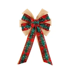 MSD丝带预装大丝边粗麻布织物大丝带蝴蝶结，圣诞装饰设计