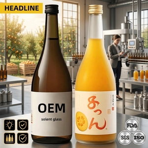 Botella de vidrio esmerilado ámbar Solent para jugo, sake, vino de frutas, envases para bebidas, venta al por mayor, fabricante, proveedor - Product Image 1