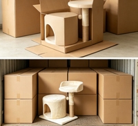 Arbre à chat compact avec niche privée, griffoir en sisal, plateforme de repos ronde et jouet interactif à bille