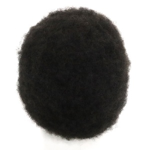 6mm Afro Toupee Curl Indian Remy Hair <strong>Wig</strong> with Polyskin Base for <strong>Men</strong> - Product Image 3