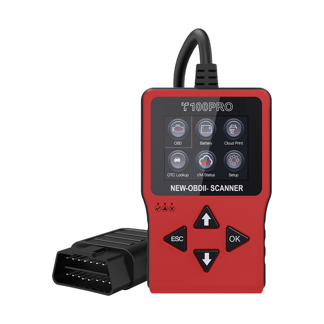 TopDiag T100 Pro 12V Automotive Diagnostic Tool Engine Fault Code Reader Battery Test OBD2 Scanner 1 Year Warranty for All Cars