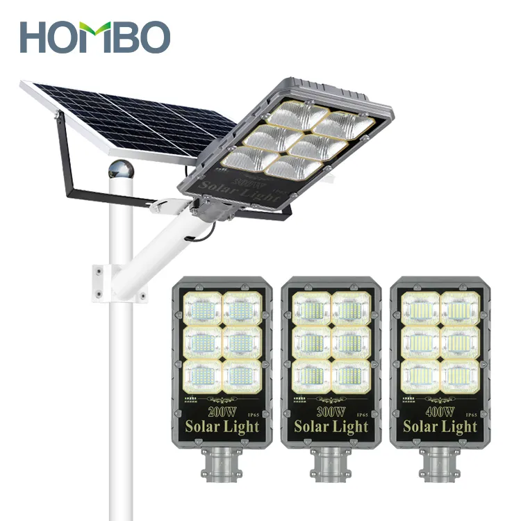 Hombo Aluminium Waterdichte Ip65 Outdoor 60W 100W 200W 300W 400W Split Led Zonne-straat Licht