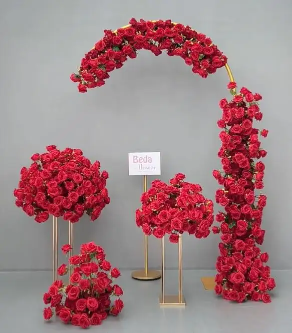 बेडा रोज़ रोमांटिक 7 स्टैंड वेडिंग बैकड्रॉप और गार्डन सजावट फूलों की व्यवस्था फ्लावर आर्क