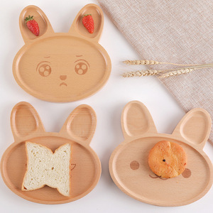 Juego de Platos de Madera Ecológicos con Diseño de Conejo de Dibujos Animados, con Divisiones, para Niños, con Grabado <span class=keywords><strong>Personalizado</strong></span> para el <span class=keywords><strong>Desayuno</strong></span> - Product Image 3