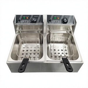 <span class=keywords><strong>Friteuse</strong></span> électrique professionnelle à deux cuves 6L+6L en acier inoxydable <span class=keywords><strong>3000W</strong></span> avec thermostat progressif, facile à nettoyer - Product Image 2
