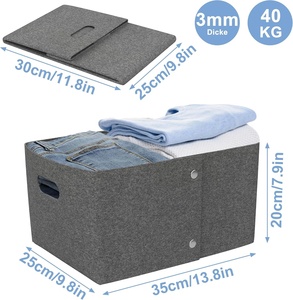Diseño de cierre de botón, cesta de almacenamiento de fieltro gris oscuro plegable para almacenar juguetes, libros, ropa, leña, lavandería, Picnic, compras - Product Image 2