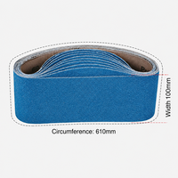 Bande abrasive dure en zircone alumineuse bleue 610x100mm, grain 24-1200, support en tissu, personnalisable OEM pour le ponçage du métal et du bois