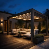 MEIXIN ORLANDO Villa moderne de luxe, extérieur motorisé, bioclimatique, aluminium, verre trempé, patio, gazebo extérieur à persiennes