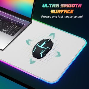 Tapis de souris de jeu blanc RVB imprimé personnalisé FLAME SNAKE avec lumière LED 30X80 CM - Product Image 3
