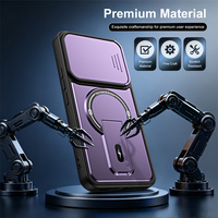 Coque de téléphone magnétique tendance 5 couleurs, support réglable horizontal/vertical avec cache-objectif coulissant pour Redmi A7/Note 15/Note 15 Pro/15C