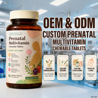 Multivitamines prénatales à croquer OEM ODM avec acide folique et fer, favorisant le développement du cerveau et des yeux chez les femmes enceintes, pour une nutrition quotidienne