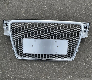 กระจังหน้าทรงสปอร์ต ABS สีเงิน ลายรังผึ้งสีดำเงา สำหรับ Audi A4 S4 B8 ปี 2008 2010 2011 2012 สไตล์ RS4 - Product Image 2