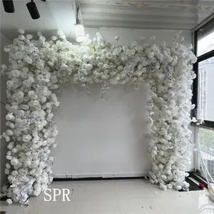 Decoración de pared de flores artificiales para boda, rollo de flores de colores variados, color rosa, barata, SPR