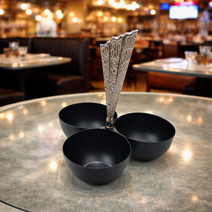 Bol à noix 3 compartiments avec poignée argentée pour hôtel de luxe, bol de service antique à prix de gros - Product Image 1