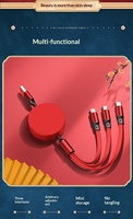 Kabel Pengisi Daya USB Type C Retraktil 3-in-1 Super Cepat Desain Kemasan Gratis TPE/PVC Hadiah Promosi Logo