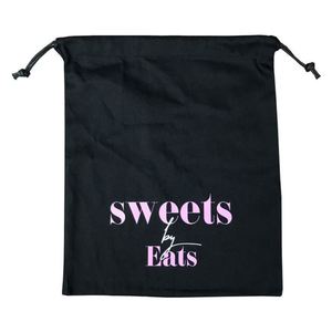 Promotional Gifts Black Twill Cotton Canvas Drawstring Lingerie Packaging Pouch Underwear Clothes Dust Bag with Wax Cord - Product Image 1