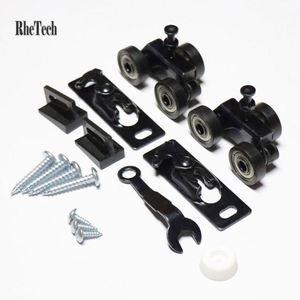 Roulettes de porte coulissante en acier robuste à 3 roues WEKIS, roulettes de porte escamotable, roulements noirs en poudre pour cuisine - Product Image 3