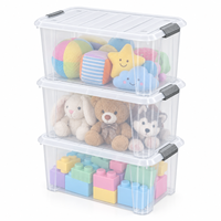 Conteneur de rangement empilable en PP 50L transparent pour chambre d'enfant, salle de jeux, organisateur de jouets