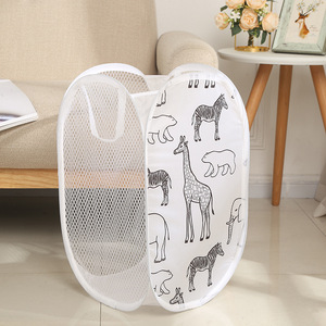 Cesto de Ropa Plegable de Malla de Poliéster con Estampado de Jirafa al por Mayor, Organizador de Ropa Sucia para Baño, Cesta para Juguetes y Artículos Diversos para Niños - Product Image 4