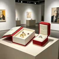 Boîtes à bijoux personnalisées avec emballage en velours et verre pour bagues, colliers de perles, boucles d'oreilles, coffrets cadeaux en gros, ensemble de présentation