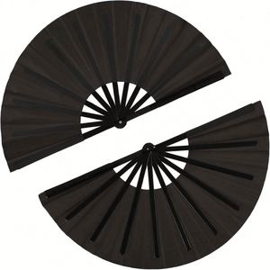 2025 Custom Eco-Friendly <b>Large</b> Ribs Fabric Folding Hand <b>Fans</b> Personalized Painted Logo Plastic Crafts - Product Image 1