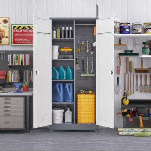 Ready Stock in USA Free Shipping Gray Metal Storage <b>Cabinet</b>, Adjustable Shelves , Support Dropshipping - Product Image 5