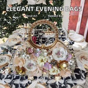 Bolso de mano con cadena para mujer hecho a mano con brillantes diamantes de imitación, bolso de noche de acrílico - Product Image 2