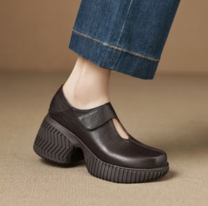 Botas de cuña de invierno para mujer, de cuero vacuno con patrón sólido, impermeables, hasta la rodilla, con cremallera, por encima de la rodilla, punta puntiaguda, tacón de cuña, nuevas - Product Image 3