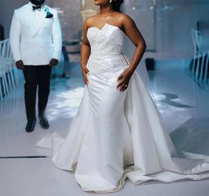 Tùy Chỉnh Thực Hiện New 2 Trong 1 Ngọc Trai Đính Cườm Châu Phi Nàng Tiên Cá Wedding Dress Bridal Gown Có Thể Tháo Rời Vestidos De Novia Elgante - Product Image 2