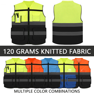 <strong>Hi</strong> <strong>Vis</strong> Black &amp; Blue Polyester Jacket for Soccer Training Construction Reflective Strips for High Visibility Security Safety Vest - Product Image 4