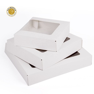 Cup Cake Cookie Box White Cardboard Paper Box With Window For Bakery Cookies Cup Cake